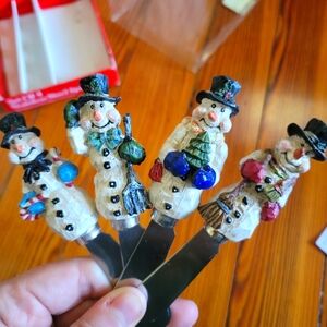 ❤️🩷❤️Set of 4 stainless holiday snowman snowmen spreaders hosting